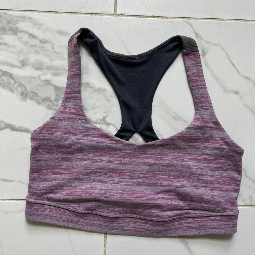 Lululemon 50 Rep Sports Bra 4 Gray Pink Purple Heatherd Space Dye Stripe 6